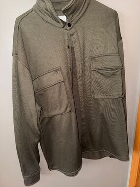 Amnesia Off-Line West 49, Olive Green Button-Up Shirt